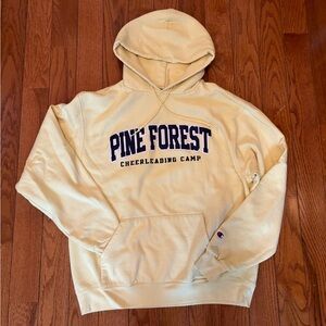 Champion Embroidered Pine Forest Pale Yellow Hoodie Sweatshirt